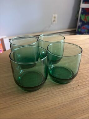 Vintage Green Anchor Hocking Lowball glasses